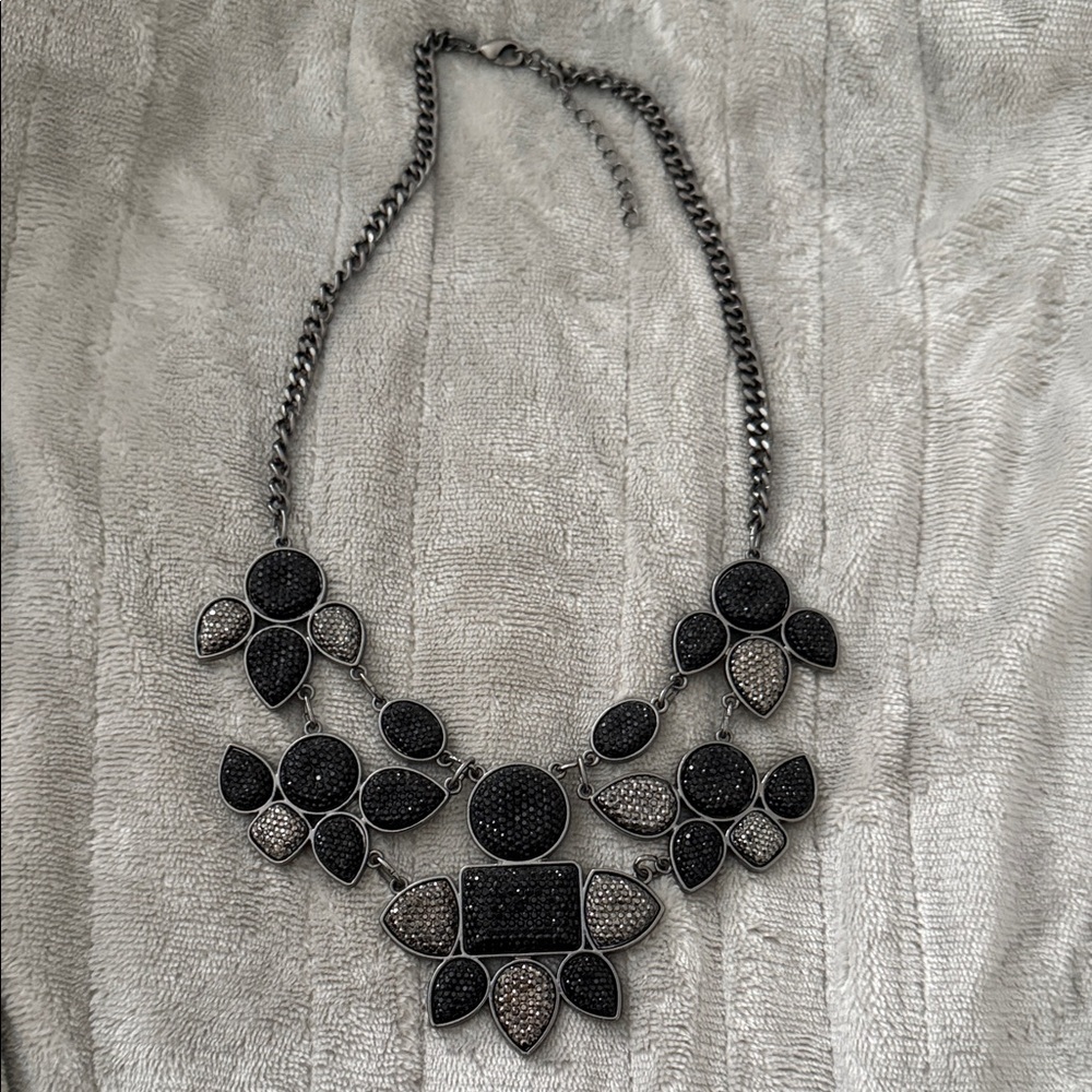 Elegant Black and Silver Statement Necklace